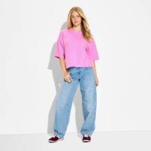 Women's Short Sleeve Crewneck Pullover Sweater - Wild Fable™ Pink XS